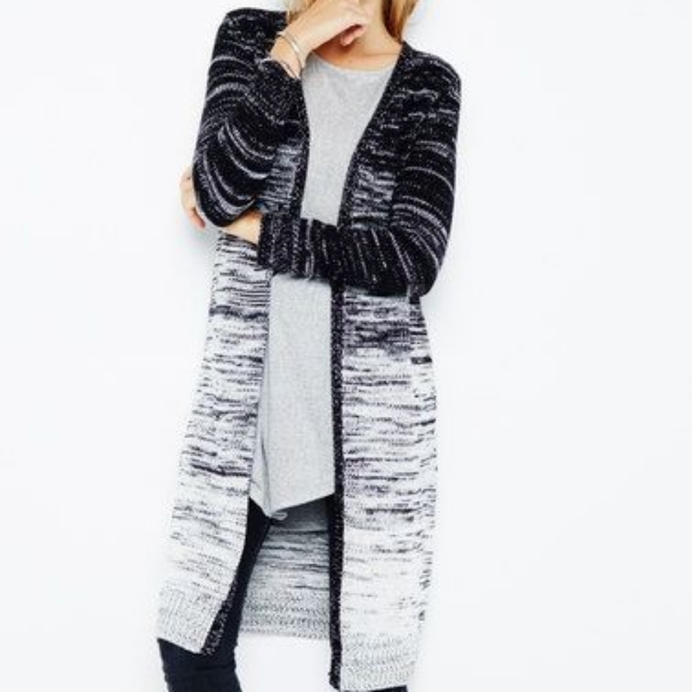MINKPINK black & white spectrum long open cardigan